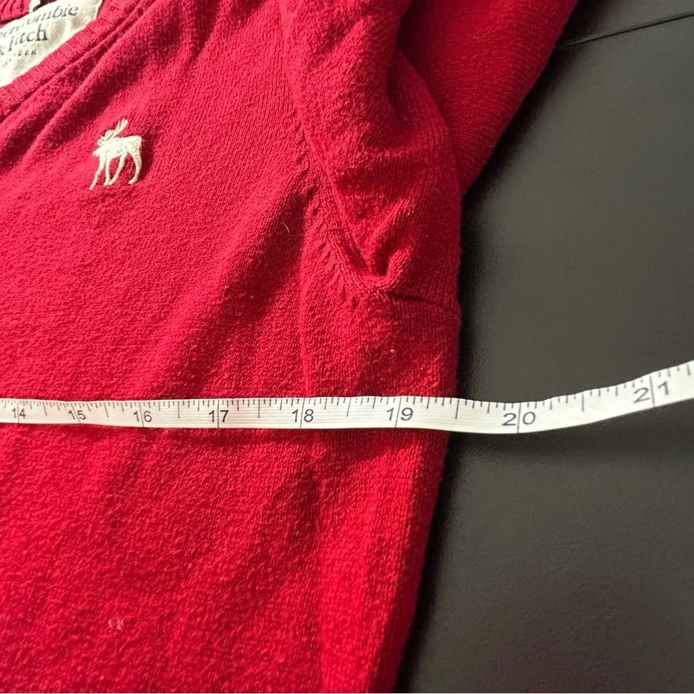 Abercrombie & Fitch V-Neck Sweater Men's Cotton Wool Cashmere Red White Medium